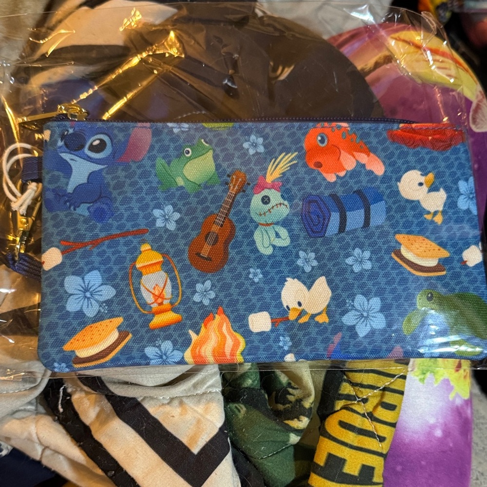 Loungefly Disney Stitch Blue Cosmetic Bag with Stitch and Friends NWT